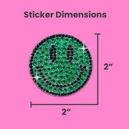 StickerBeans® Rhinestone Stickers - Green Team Spirit Sticker Pack, 2” x 2” Each, Unique Sparkly Cut-to-Shape for Collecting, Trading, Decorating Laptops, Phone Cases, Scrapbooks