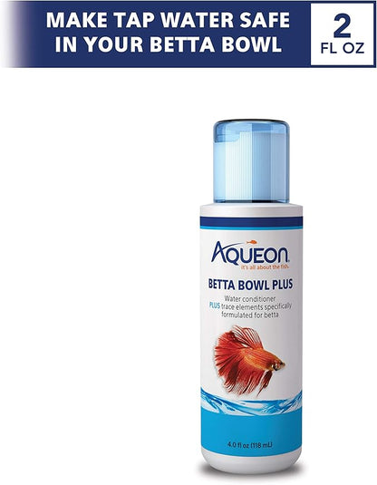 Aqueon Betta Bowl Plus Water Conditioner Neutralizes Chlorine and Ammonia for Betta Fish Tanks - 4 Ounces