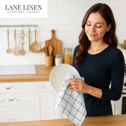 LANE LINEN Kitchen Towels & Dishcloths Set of 12-100% Cotton, Quick-Drying 18”