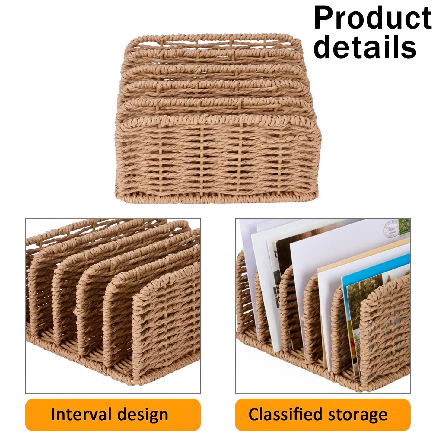 Duimbok Desk Mail Organizer Large Capacity Mail Holder with 5-Slot, Letter Sorter File Holder, Letter Tray Office Envelope Organizer for Mails, Bill, Document, Notebook