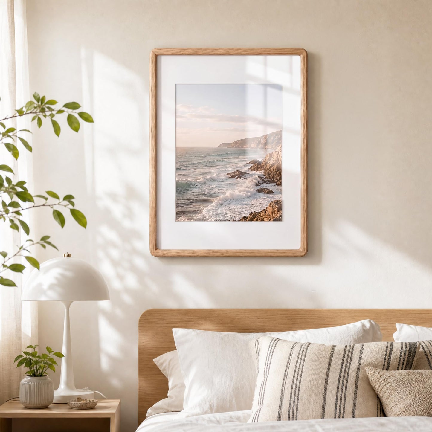 Acovy 11x14in Picture Frame, Natural Solid Oak Handcrafted Wooden Photo Frame, Dual Use for Wall Mount, Matted to Fit 8"x10" Photos, HD Tempered Glass, Pre-Installed Stand & Hanging Hook