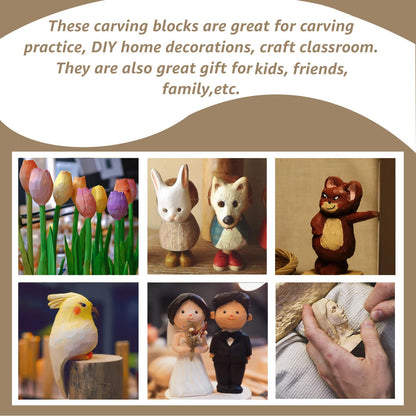 Acrux7 10 x 4 x 3 Inch Basswood Carving Blocks, Unfinished Bass Wood Block for Carving, Whittling, DIY Crafts, Beginner and Experts, Easy to Carve