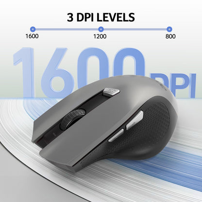 acer Wireless Mouse for Laptop, 2.4GHz Computer Mouse 3 Adjustable DPI Office Cordless USB Mice with USBA Receiver, 6 Buttons, 1600 DPI, Medium to Large Sized Hands Compatible with PC, Laptop, Desktop