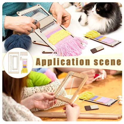 NBEADS 6Pcs Wood Weaving Loom Kit, Bookmark Loom with Weaving Comb and Crochet Needle, Perfect for Adult Beginners and Weaving Lovers
