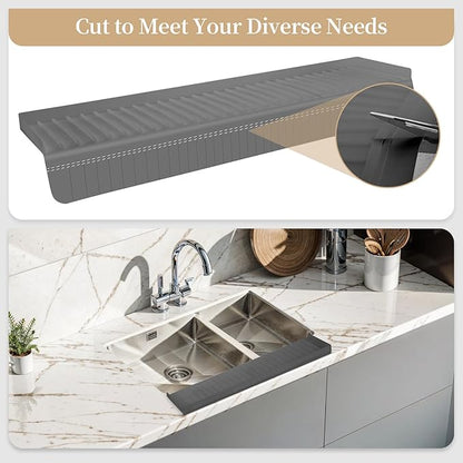 Sink Edge Protector with Suction Cup, Silicone Sink Splash Guard