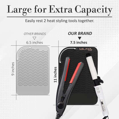 Heat Resistant Mat - Curling Iron Holder - Straightener pad - Flat Iron Holder - Silicone Mat for Hair Tools - Hot Tool Mat - Salon Tools - Hot Iron Holster - Vanity Mat - Vanity Accessories for Women