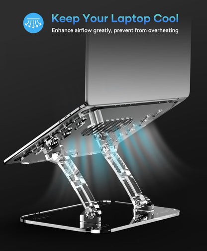 Lpoake 2 Pack Acrylic Laptop Stand for Desk, Adjustable Ergonomic Laptop Riser, Portable Foldable Computer Stand, Compatible with 10 to 15.6 Inches Notebook and MacBook, Clear