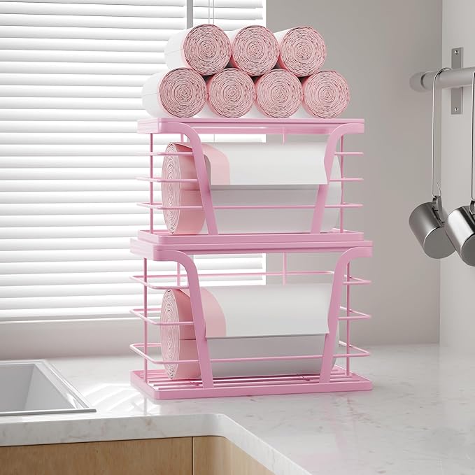 2 Pack Pink Trash Bag Holder