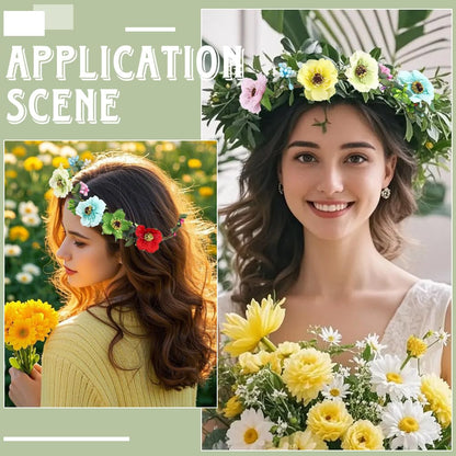 BEAMARKER 20 Sets Flower Crowns Making Kit Make Your Own Flower Crown Wreath Garland Headbands Craft Kit Handmade DIY Fairy Floral Hair Accessories Gift Christmas Bulk Items for Women