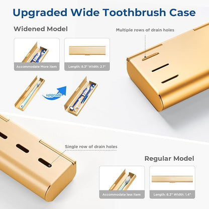 Wider Aluminum Toothbrush Travel Case, Portable Travel Toothbrush Holder