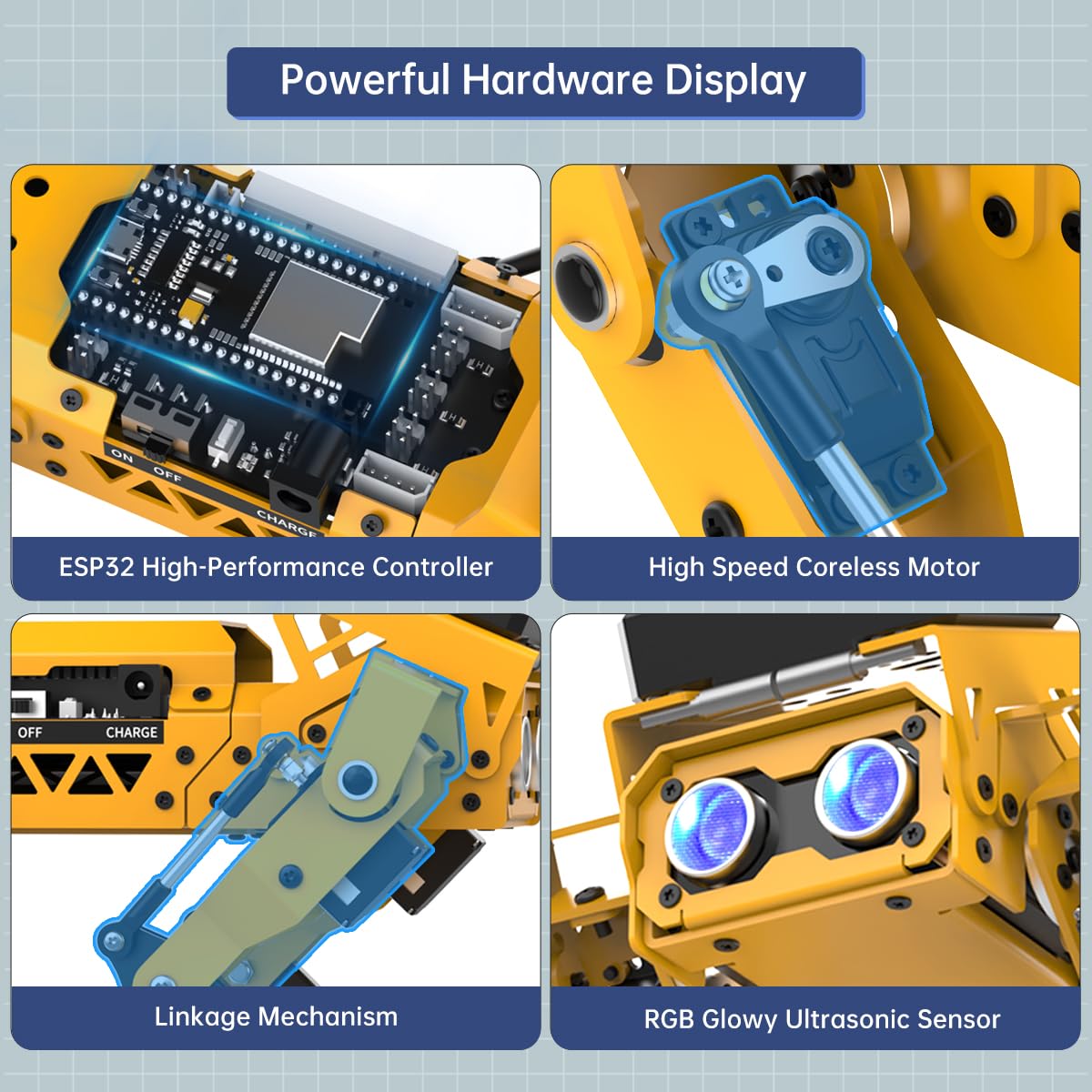 MechDog Robot Dog for Arduino Scratch Python Starter Smart Robot Kit with ESP32 AI Camera, Self Balancing Target Recognition&Tracing Open Source Bionic Quadruped Programming Science Set, Standard Kit