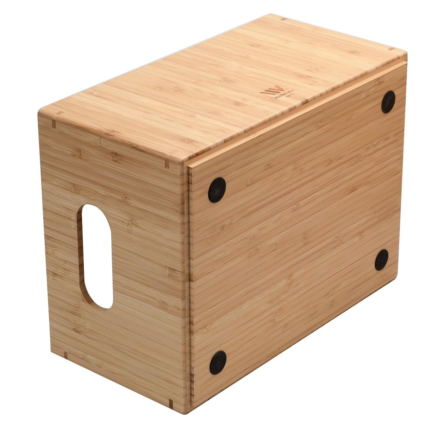 MobileVision Bamboo Storage Box with Open Front Stackable Bin Organizer to use in closets, bedrooms, kitchens, home & office, 14 x 11 x 6.5 inches