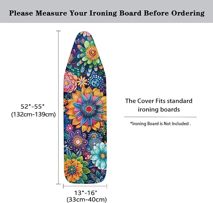 Boho Mandala Flower Printed Ironing Board Cover, 15x54 Inch Ironing Board Cover