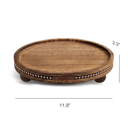Decor Decorative Round Tray 11.81in for Home Decor for Coffee Table Farmhouse Kitchen Table Living Room Bathroom Centerpiece Tray Decor
