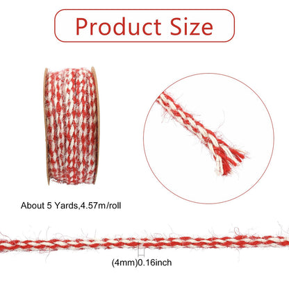 Gythara 5 Yards/4.57M Braided Jute Twine, Boho Christmas String Rope, for Wedding Party DIY Handmade Craft Bouquets Present Wrapping, 3 Rolls 3 Colors
