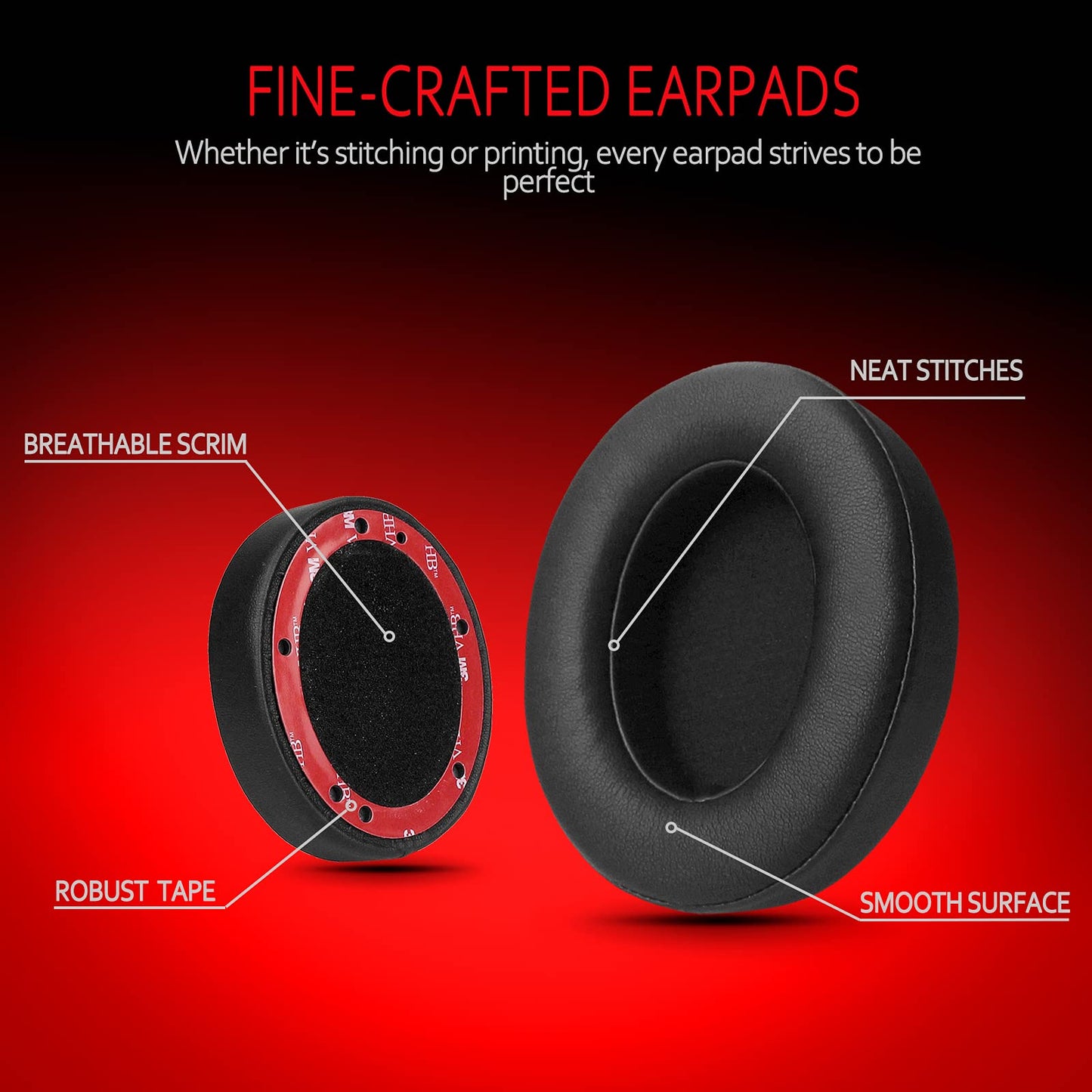 Krone Kalpasmos Replacement Ear Pads for Beats Studio 3 & Studio 2, Upgraded Beats Studio 3 Replacement Parts and Beats Headphones Accessories, Compatible with B0500 B0501 Wired/Wireless Models, Black
