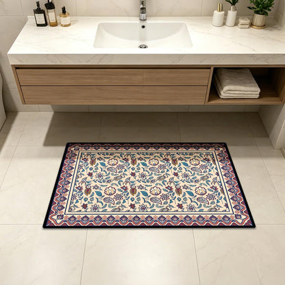 Washable Corridor Runner Rug, Non-Slip Hallway Rug with Upgrade Rubber Backing, Stain Resistant Faux Wool Distressed Carpet for Bedroom Kitchen Laundry Corridor Balcony (Leaf, 35.4" x 23.6")