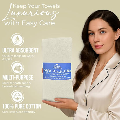 DAN RIVER 24 Pack Wash Cloths for Showering