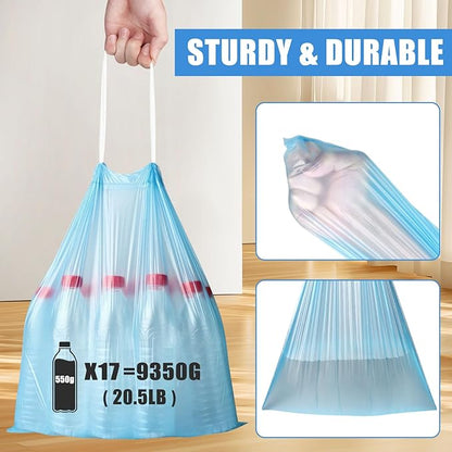 4 Gallon Trash Bags Drawstring 100 Count, JUKFITA Strong Small Garbage Bags