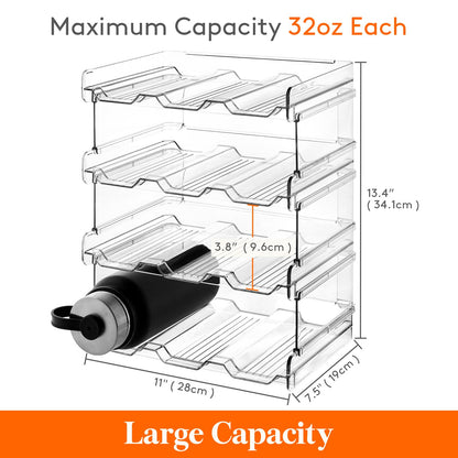 Lifewit Stackable Water Bottle Organizer for Cabinet, Plastic Bottle Holder Fits Bottles & Tumblers up to 3.8" Diameter, Pantry, Countertop & Fridge, Holds 6 Bottles