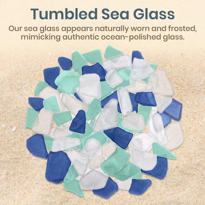 Sea Glass for Crafts – 11oz Cobalt Blue, Aqua & White Seaglass, Beach Glass for Crafts, Sea Glass Decor, Broken Glass Pieces for Crafts, Glass Pieces for Crafts, Wedding, Coastal DIY Projects