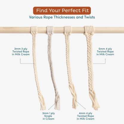 Nook Theory Macrame Cord - 3mm 220 Yards Cotton Rope, 4mm 5mm Yarn, String for Crafts, Perfect for Macrame Wall Hanging and Boho Decorations (Pearl)