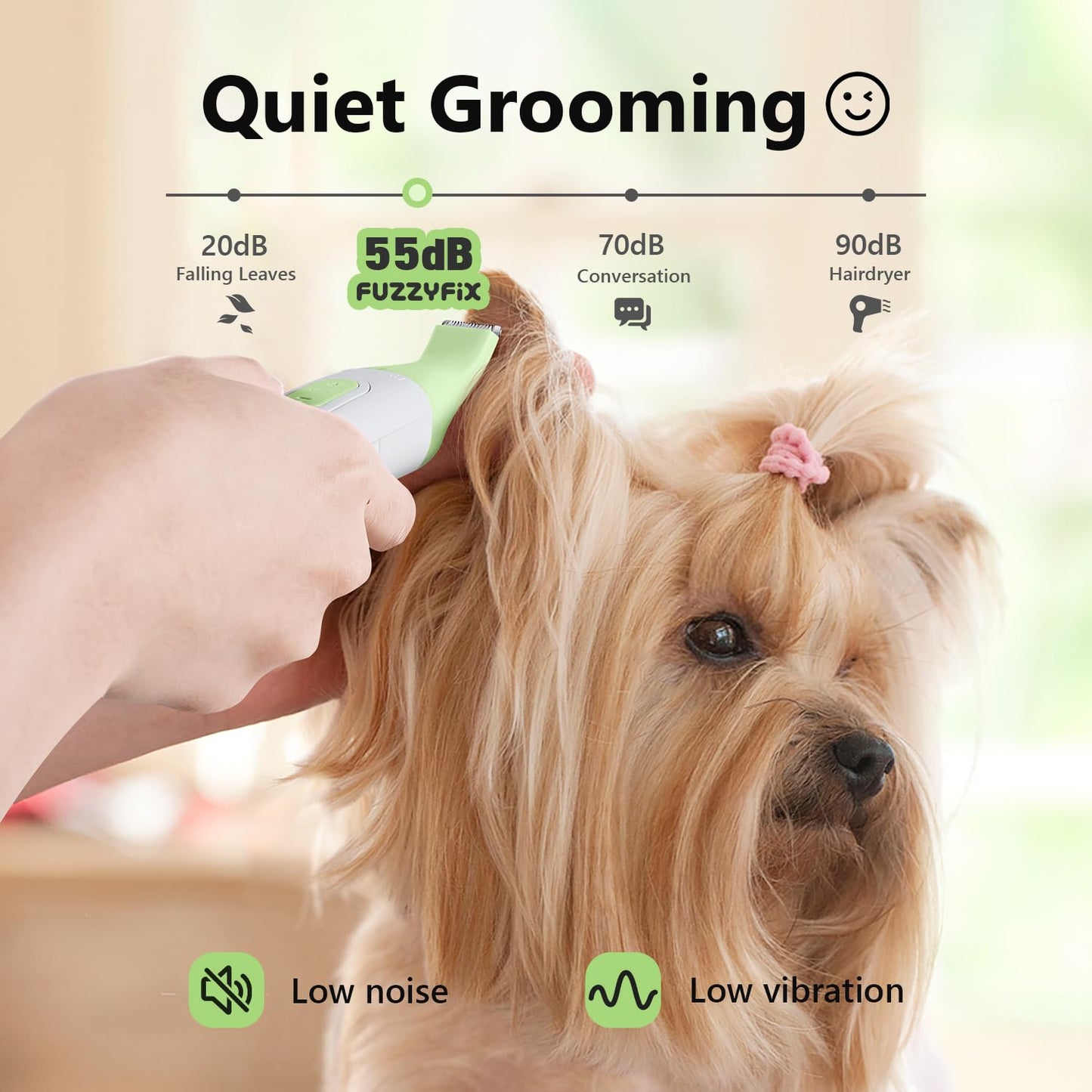 FuzzyFix Dog Grooming Kit, 4 in 1 Pet Clippers for Grooming Supplies, Cordless Dog Paw Trimmer Nail Grinder, Professional Long Hair Shaver for Matted Hair Cat Small Dogs Thick Coats