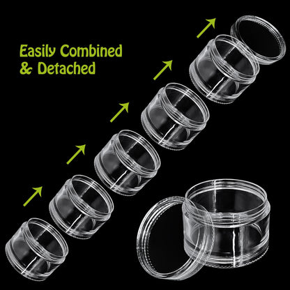 Luomorgo 4 Sets Stackable Clear Plastic Containers with Screw Lids - 30ML 5-Layer Organizer for Cosmetics, Jewelry Beads, Nail Art & Craft Storage