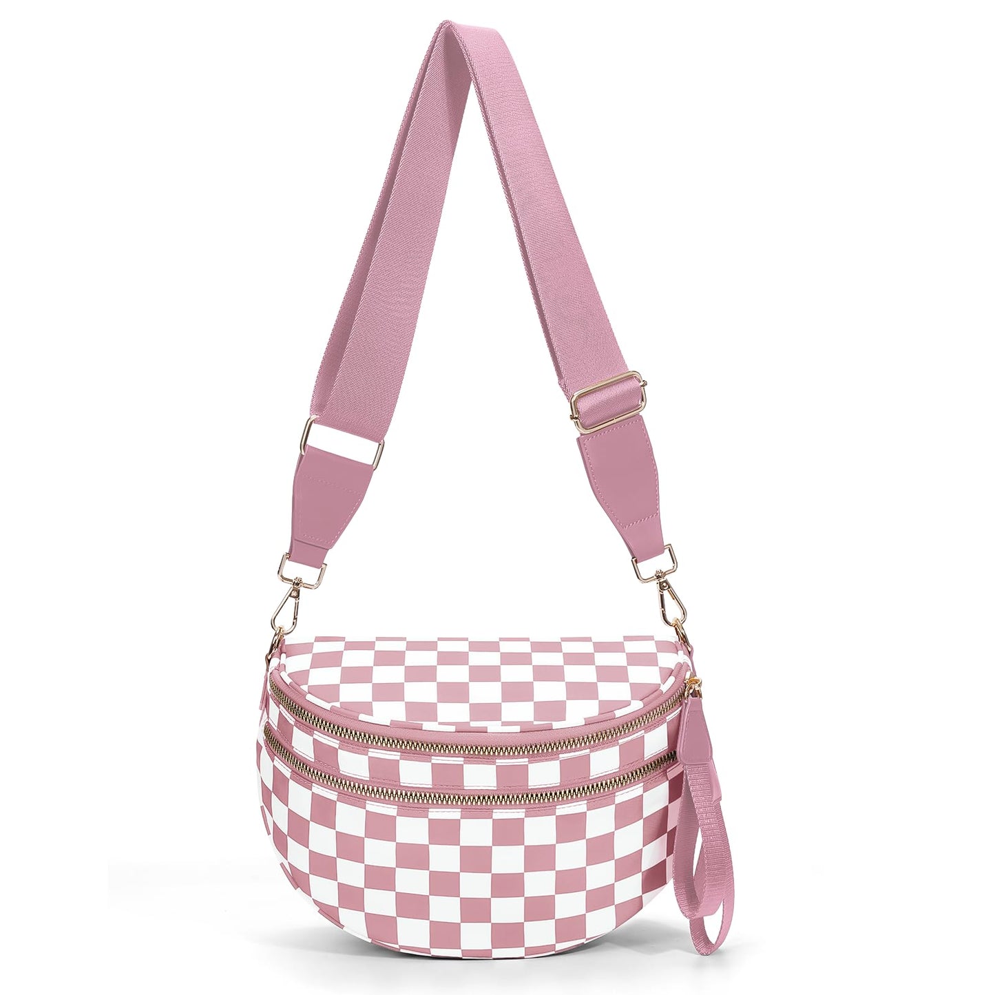 Checkered Crossbody Bum Bags for Women Nylon Checkered Purse Checkerboard Fanny Pack