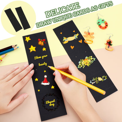 100 Pcs Standing Earring Display Cards Holders Paper Hanging Earring Packaging for Small Business Jewelry Packaging Supplies Selling DIY Retail Show Photography Props(Black)