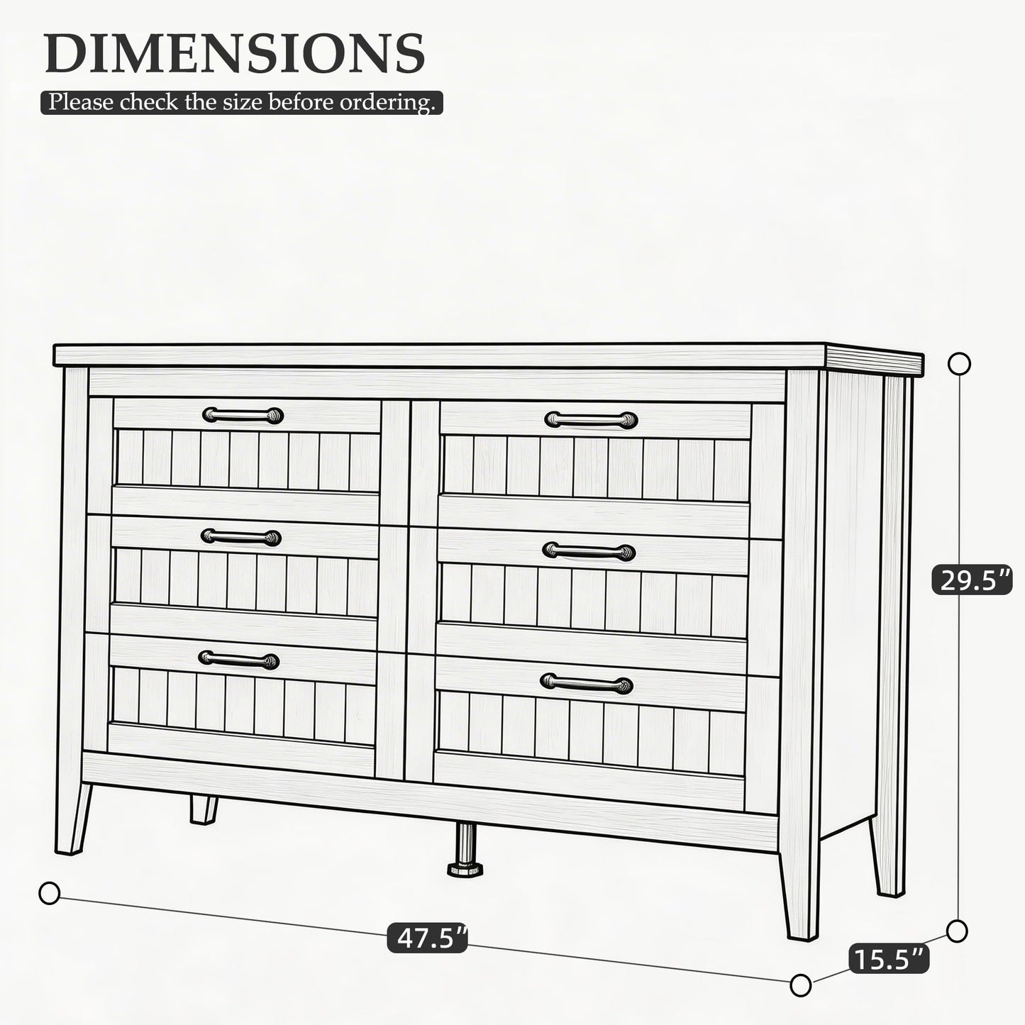 GAOMON 6 Drawer Dresser for Bedroom with Charging Station & LED Lights, Wide Dressers & Chests of Drawers, Wooden Storage Organizer for Living Room Closet Entryway, Easy Assembly, White