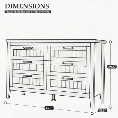 GAOMON 6 Drawer Dresser for Bedroom with Charging Station & LED Lights, Wide Dressers & Chests of Drawers, Wooden Storage Organizer for Living Room Closet Entryway, Easy Assembly, White