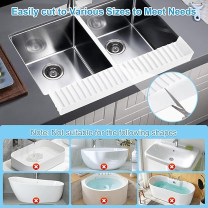 Silicone Faucet Splash Guard 4" x 30", Faucet Water Catcher Mat, Longer