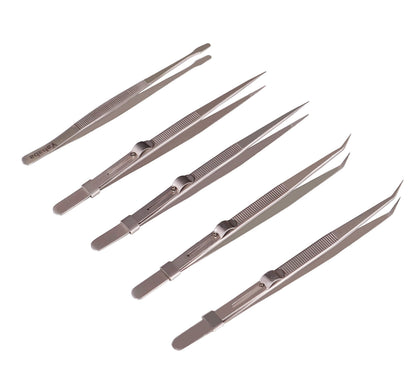 Tweezers, 5Pcs Precision Tweezers Set - Anti - Static Stainless Steel Tweezers for Electronics, Jewelry Making, Medical and Laboratory Work, Craft, Model Building, Soldering, Watch, Car Repair, Etc