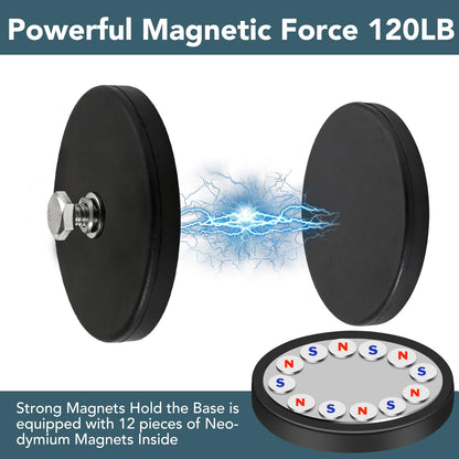 DIYMAG 1/4 inch Rubber Coated Anti-Scratch Mounting Magnet for Camera, Adhesive Power 120LBS 12Pcks Magnets Based with Strong Magnetic License Plate Hold for Light Bar, Mirror, Camera，PTZ