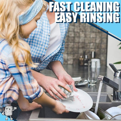 Kitchen Scrubbing Sponges - Heavy Duty Non-Scratch Scrubbing Cleaner Sponges in 1 Color - Multi-Surface Non-Metal Dish Scouring Scrubbers for Fast Cleaning. (12 Pack)