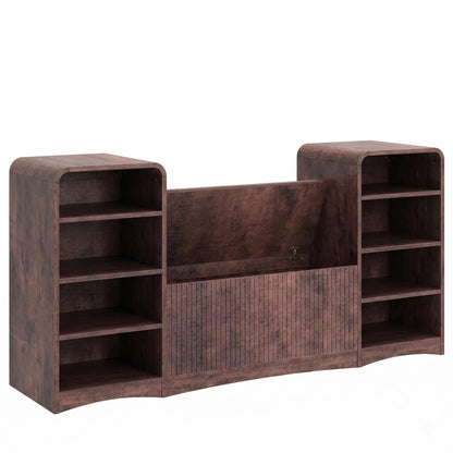 Homiflex Shoe Cabinet with Bench, Entryway Bench with Shoe Storage, Wooden Shoes Rack with Adjustable Shelves, Farmhouse Organizer for Entryway, Living Room, and Stairwell, Red Brown