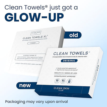 Clean Skin Club Clean Towels XL®, Travel Pack 100% USDA Biobased Disposable