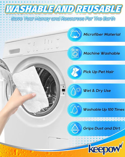 KEEPOW 8PCS Extra Large Microfiber Cleaning Cloth 30" x 20" Washable Reusable