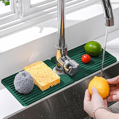 Faucet Mat for Kitchen Sink, Silicone Faucet Handle Drip Catcher Tray, Drying