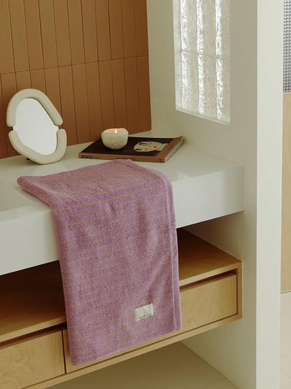 WENSHUO Bubble Purple Tulips-Striped Pure Cotton Bath Towel, 100% Combed Cotton