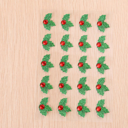 Amosfun 10 Sheets/Pack Green and Red Christmas Holiday Holly Leaves Stickers DIY Christmas Decorative Stickers