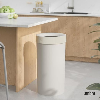 Umbra Vento Kitchen Trash Can – Large 16 Gal (62 L) Open Top Garbage Can for Home & Office – Modern Clean Design, Sand