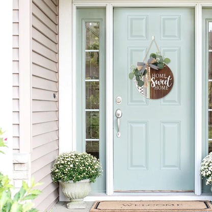 TOARTi 3D Welcome Front Door Wreath Porch Decor, Wooden Home Sweet Home Boho Outdoor Sign Hanging, Farmhouse Aztec Wall Sign Hanger with Artificial Leaves&Rustic Beads