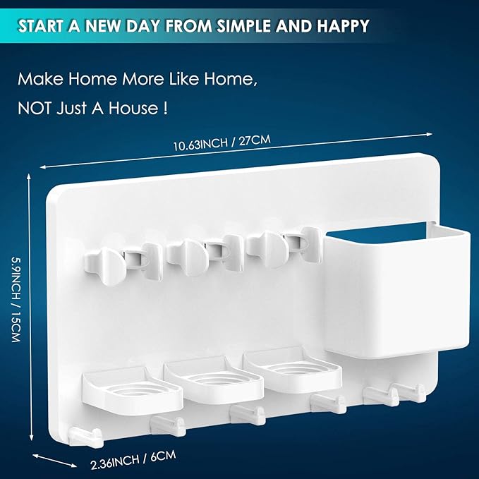 simpletome Adhesive Electric Toothbrush Holder Wall Mounted Razor Hanger