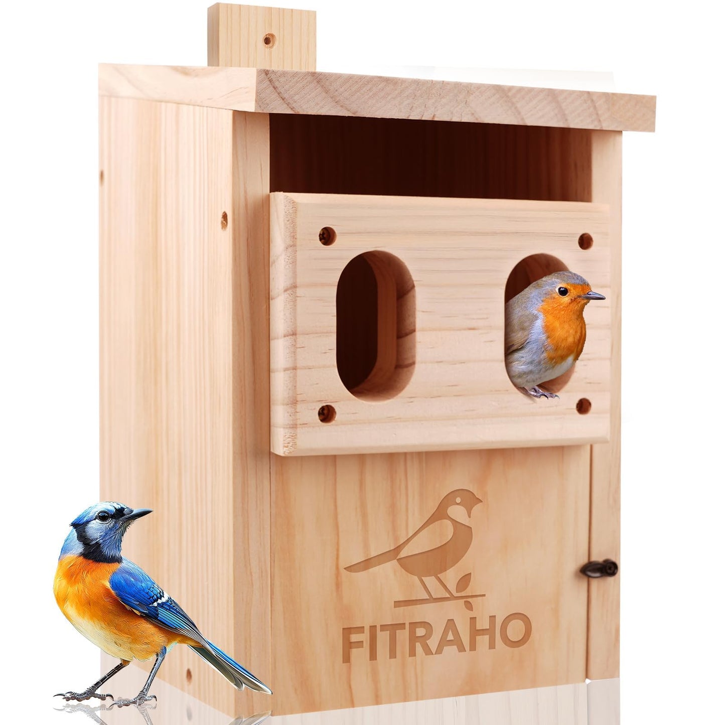 Bird Houses for Outside, Durable Birdhouse with Dual Entrances, Weatherproof & Perfect for Bluebirds, Wrens, Finches & Swallows(Assembly Required)