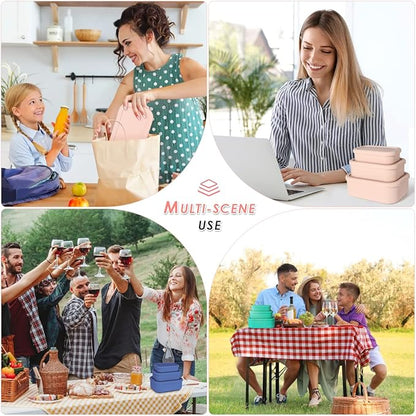 Silicone Food Storage Containers, Leak-Proof, Microwave & Dishwasher Safe