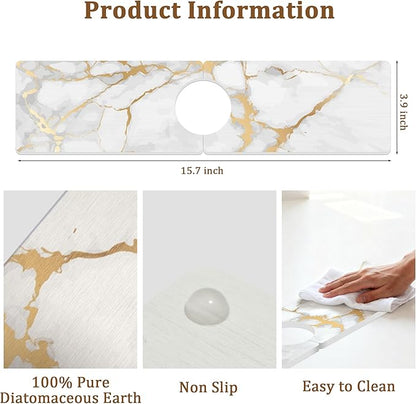Stone Faucet Mat for Kitchen Sink, 15.7" Fast Drying Around Faucet Diatomite