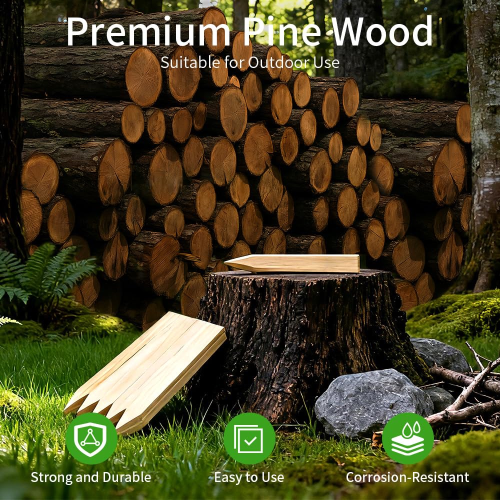 Layrslot 50 Pcs 16.7 Inch Wooden Garden Stakes, Wooden Stakes for Signs, Grade and Survey Stakes for Plant Support, Silt Fence, Farm Survey Boundaries, Baselines