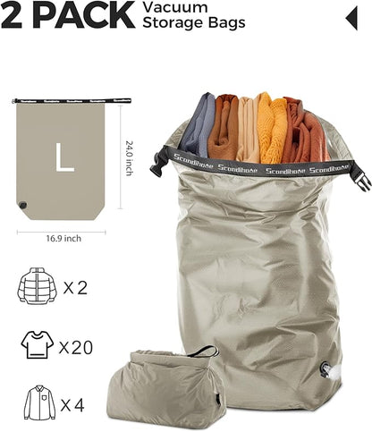 Travel Laundry Bag, Pump Free Vacuum Storage Bag Reusable Compression Dirty